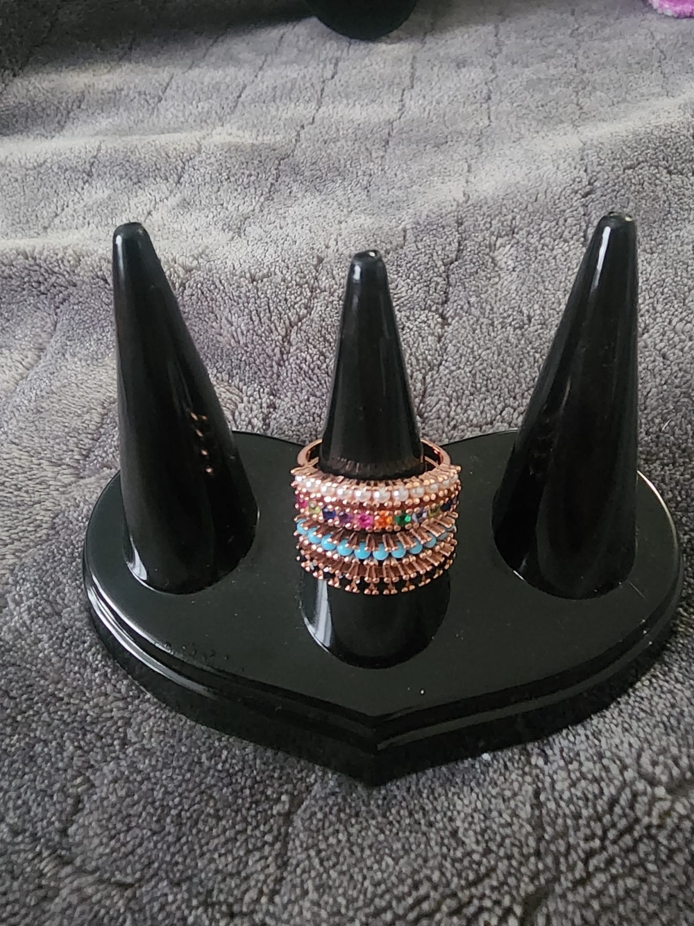 Tous Multicolor Beaded Stackable Ring Set in Turquoise, Pink & Gold